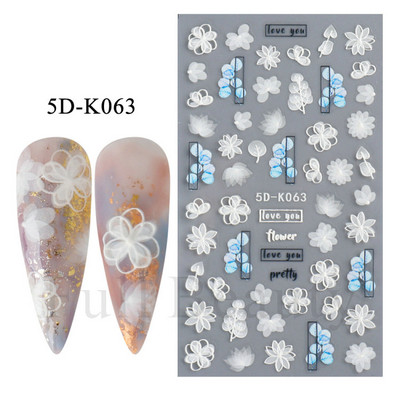 Kollane Mimosa 5D Küünekleebised Reljeefsed Lilled Küüned Kleebised Dekoratsioon Akrüül Liim Liugurid Kevadkarikakra maniküür LA5D-K228