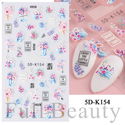 Kollane Mimosa 5D Küünekleebised Reljeefsed Lilled Küüned Kleebised Dekoratsioon Akrüül Liim Liugurid Kevadkarikakra maniküür LA5D-K228