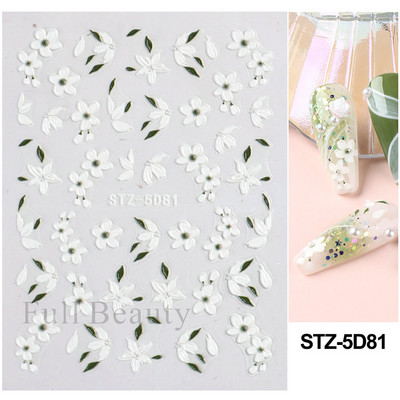 Kollane Mimosa 5D Küünekleebised Reljeefsed Lilled Küüned Kleebised Dekoratsioon Akrüül Liim Liugurid Kevadkarikakra maniküür LA5D-K228