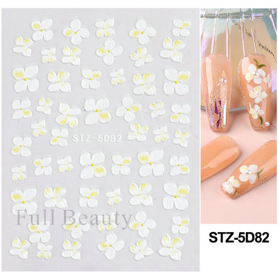 Kollane Mimosa 5D Küünekleebised Reljeefsed Lilled Küüned Kleebised Dekoratsioon Akrüül Liim Liugurid Kevadkarikakra maniküür LA5D-K228