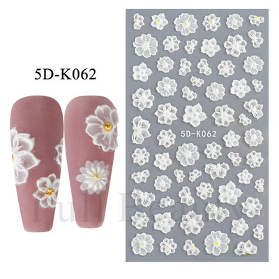 Kollane Mimosa 5D Küünekleebised Reljeefsed Lilled Küüned Kleebised Dekoratsioon Akrüül Liim Liugurid Kevadkarikakra maniküür LA5D-K228