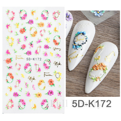 Kollane Mimosa 5D Küünekleebised Reljeefsed Lilled Küüned Kleebised Dekoratsioon Akrüül Liim Liugurid Kevadkarikakra maniküür LA5D-K228