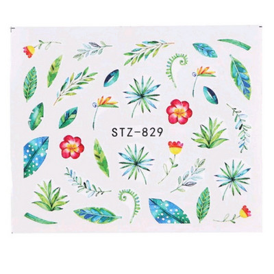 1 τμχ Αυτοκόλλητα νυχιών πεταλούδα Μεταφορά νερού Χαλκομανίες τέχνης Προμήθειες Leaf Tree Flower Design Slider Αξεσουάρ διακόσμησης μανικιούρ