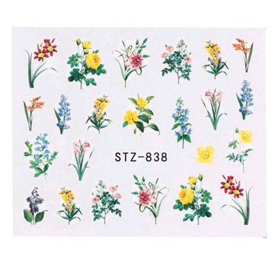 1 τμχ Αυτοκόλλητα νυχιών πεταλούδα Μεταφορά νερού Χαλκομανίες τέχνης Προμήθειες Leaf Tree Flower Design Slider Αξεσουάρ διακόσμησης μανικιούρ