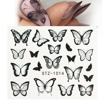 1 τμχ Αυτοκόλλητα νυχιών πεταλούδα Μεταφορά νερού Χαλκομανίες τέχνης Προμήθειες Leaf Tree Flower Design Slider Αξεσουάρ διακόσμησης μανικιούρ