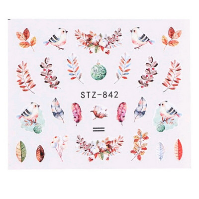 1 τμχ Αυτοκόλλητα νυχιών πεταλούδα Μεταφορά νερού Χαλκομανίες τέχνης Προμήθειες Leaf Tree Flower Design Slider Αξεσουάρ διακόσμησης μανικιούρ
