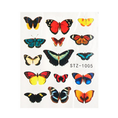 1 τμχ Αυτοκόλλητα νυχιών πεταλούδα Μεταφορά νερού Χαλκομανίες τέχνης Προμήθειες Leaf Tree Flower Design Slider Αξεσουάρ διακόσμησης μανικιούρ
