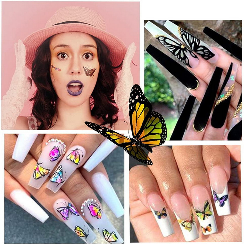1 τμχ Αυτοκόλλητα νυχιών πεταλούδα Μεταφορά νερού Χαλκομανίες τέχνης Προμήθειες Leaf Tree Flower Design Slider Αξεσουάρ διακόσμησης μανικιούρ