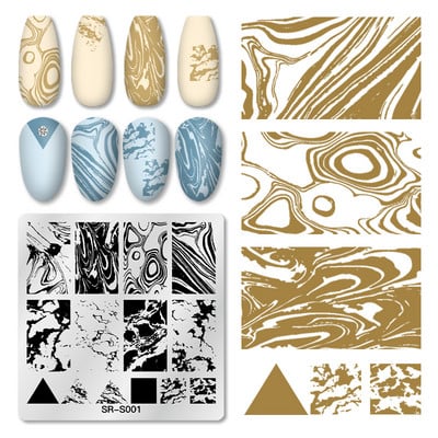 Mtssii Nail Stamp Pločice Cvijeće Tree Bell Nail Art Slika Pravokutnik Okrugli Kvadratni Predložak Pečata Tema Cvjetne Geometrije