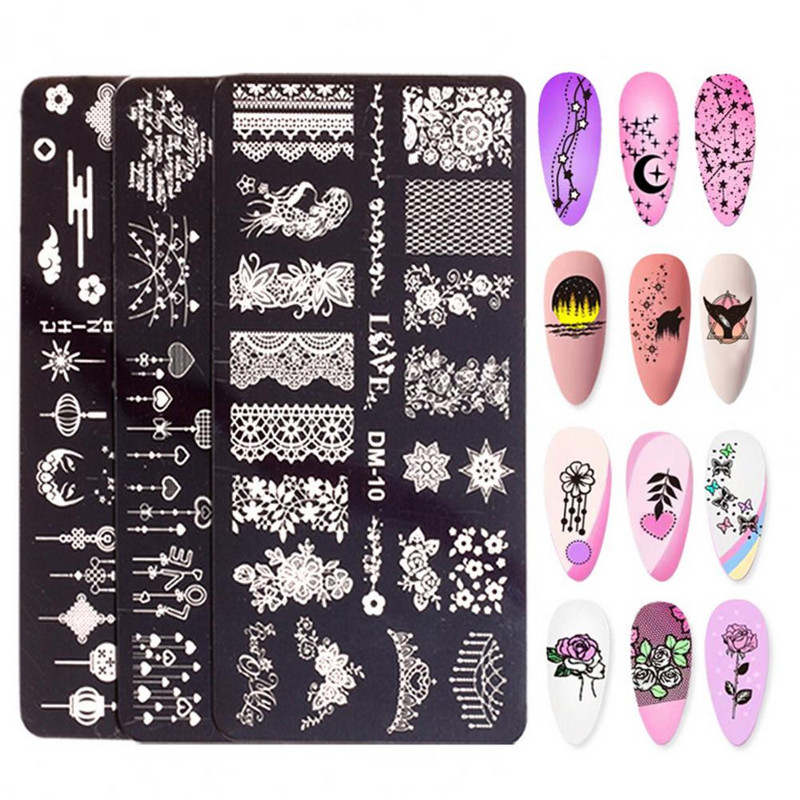 Πρότυπο νυχιών επαναχρησιμοποιήσιμες λεπτές εργασίες από ανοξείδωτο ατσάλι με εξαιρετικό μοτίβο DIY πλάκες σφράγισης νυχιών για οικιακή χρήση