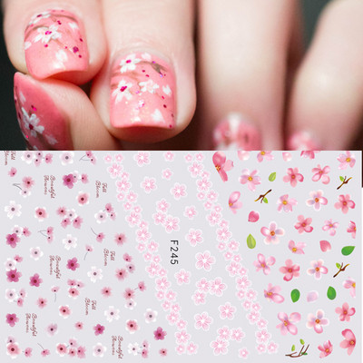 Τρισδιάστατα μωβ λουλούδια αυτοκόλλητα ολισθητήρες για νύχια Κομψά φύλλα με λουλουδάτο σχέδιο Διακόσμηση νυχιών Αξεσουάρ σχεδίασης GLF666