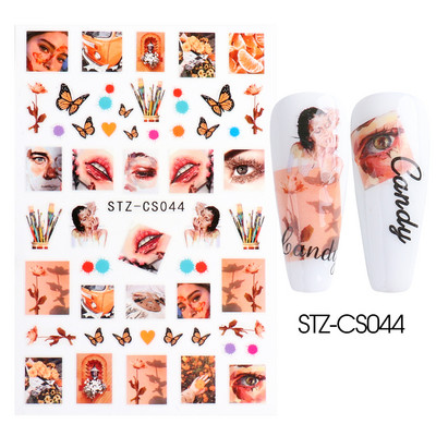 Τρισδιάστατα μωβ λουλούδια αυτοκόλλητα ολισθητήρες για νύχια Κομψά φύλλα με λουλουδάτο σχέδιο Διακόσμηση νυχιών Αξεσουάρ σχεδίασης GLF666