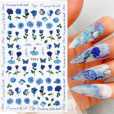 Αυτοκόλλητα νυχιών 5D Tulips White Camellia ανάγλυφο ανάγλυφο ορχιδέα Floral φύλλα λουλούδια σκαλιστά συρόμενα τζελ βερνίκι Decortion SASTZ-5D26