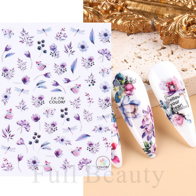 Αυτοκόλλητα νυχιών 5D Tulips White Camellia ανάγλυφο ανάγλυφο ορχιδέα Floral φύλλα λουλούδια σκαλιστά συρόμενα τζελ βερνίκι Decortion SASTZ-5D26