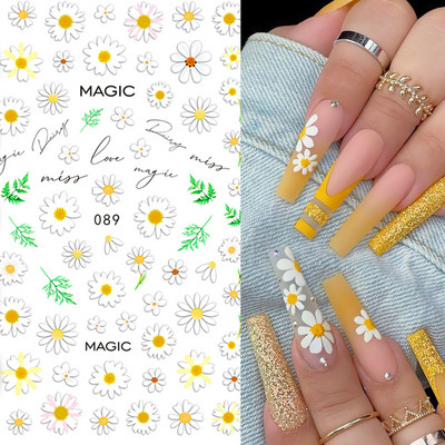 Αυτοκόλλητα νυχιών 5D Tulips White Camellia ανάγλυφο ανάγλυφο ορχιδέα Floral φύλλα λουλούδια σκαλιστά συρόμενα τζελ βερνίκι Decortion SASTZ-5D26