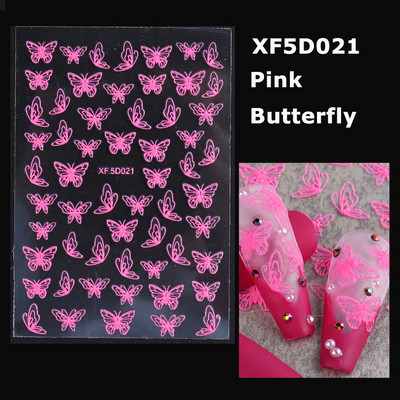 Αυτοκόλλητα νυχιών 5D Tulips White Camellia ανάγλυφο ανάγλυφο ορχιδέα Floral φύλλα λουλούδια σκαλιστά συρόμενα τζελ βερνίκι Decortion SASTZ-5D26