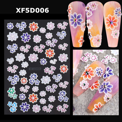 Αυτοκόλλητα νυχιών 5D Tulips White Camellia ανάγλυφο ανάγλυφο ορχιδέα Floral φύλλα λουλούδια σκαλιστά συρόμενα τζελ βερνίκι Decortion SASTZ-5D26