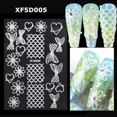 Αυτοκόλλητα νυχιών 5D Tulips White Camellia ανάγλυφο ανάγλυφο ορχιδέα Floral φύλλα λουλούδια σκαλιστά συρόμενα τζελ βερνίκι Decortion SASTZ-5D26