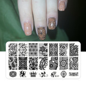 Flower Stripe Nail Stamping Plates Leaves Design Stamp for Nails Leaf French Geometry Lace Printing Stencil