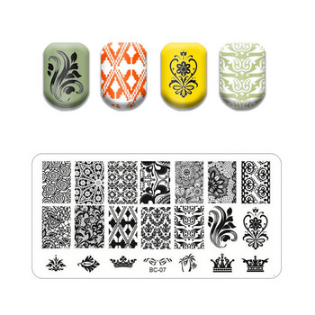 Flower Stripe Nail Stamping Plates Leaves Design Stamp for Nails Leaf French Geometry Lace Printing Stencil