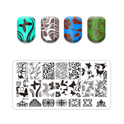 Flower Stripe Nail Stamping Plates Leaves Design Stamp for Nails Leaf French Geometry Lace Printing Stencil