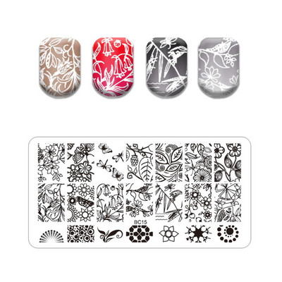 Flower Stripe Nail Stamping Plates Leaves Design Stamp for Nails Leaf French Geometry Lace Printing Stencil