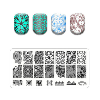 Flower Stripe Nail Stamping Plates Leaves Design Stamp for Nails Leaf French Geometry Lace Printing Stencil