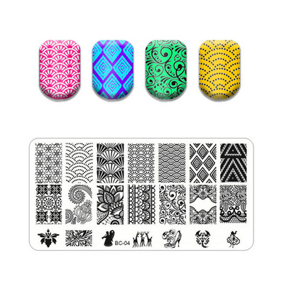 Flower Stripe Nail Stamping Plates Leaves Design Stamp for Nails Leaf French Geometry Lace Printing Stencil