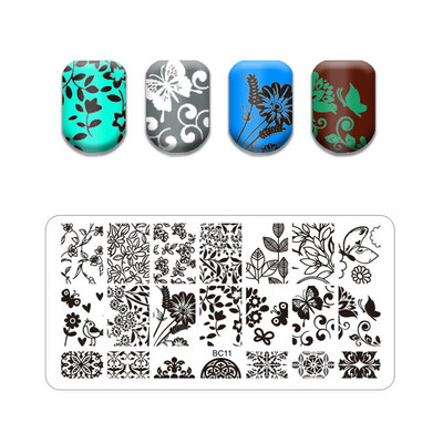 Flower Stripe Nail Stamping Plates Leaves Design Stamp for Nails Leaf French Geometry Lace Printing Stencil