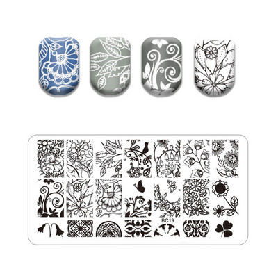 Flower Stripe Nail Stamping Plates Leaves Design Stamp for Nails Leaf French Geometry Lace Printing Stencil