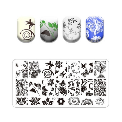 Flower Stripe Nail Stamping Plates Leaves Design Stamp for Nails Leaf French Geometry Lace Printing Stencil