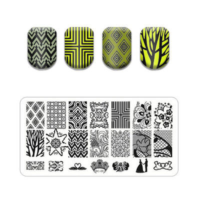 Flower Stripe Nail Stamping Plates Leaves Design Stamp for Nails Leaf French Geometry Lace Printing Stencil