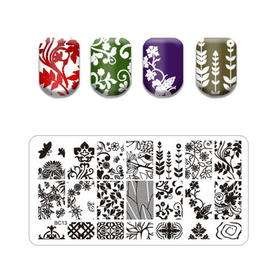 Flower Stripe Nail Stamping Plates Leaves Design Stamp for Nails Leaf French Geometry Lace Printing Stencil
