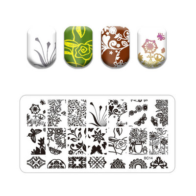 Flower Stripe Nail Stamping Plates Leaves Design Stamp for Nails Leaf French Geometry Lace Printing Stencil