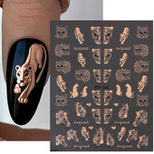 The Leopard Tiger Nails Stickers 3D Bronzing Rose Gold Black Zebra Wildlife Prints Sliders Nail Art Decoration #BTF-S08