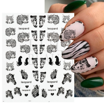 The Leopard Tiger Nails Stickers 3D Bronzing Rose Gold Black Zebra Wildlife Prints Sliders Nail Art Decoration #BTF-S08