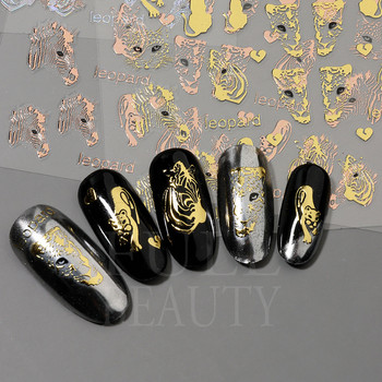 The Leopard Tiger Nails Stickers 3D Bronzing Rose Gold Black Zebra Wildlife Prints Sliders Nail Art Decoration #BTF-S08