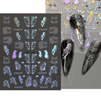 The Leopard Tiger Nails Stickers 3D Bronzing Rose Gold Black Zebra Wildlife Prints Sliders Nail Art Decoration #BTF-S08