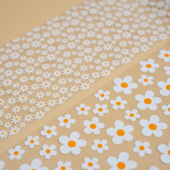 Nail Art Daisy Sun Flower Foil Paper Transfer 4*100CM Αυτοκόλλητα και αυτοκόλλητα νυχιών Σχεδιασμός DIY Sliders Decor Foils Μανικιούρ Καλοκαίρι