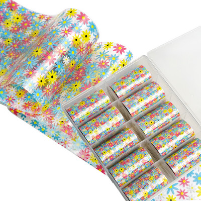 Nail Art Daisy Päikeseõie Foolium Paber Transfer 4*100CM Küünekleebised ja Kleebised Disain DIY liugurid Decor Foils Maniküür Suvine