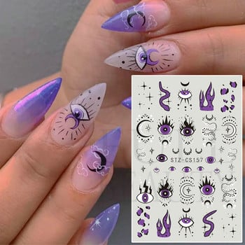 Magic Eyes Nails Αυτοκόλλητα Mystic Witch Πολύχρωμα μάτια γοτθικό σχέδιο συρόμενα μανικιούρ Αυτοκόλλητη διακόσμηση απλικέ NTSTZ-CS157