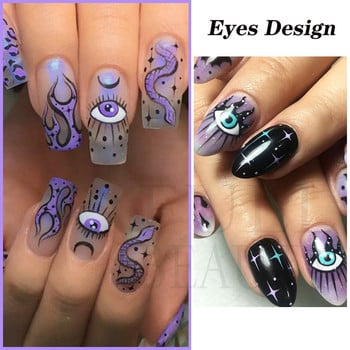 Magic Eyes Nails Αυτοκόλλητα Mystic Witch Πολύχρωμα μάτια γοτθικό σχέδιο συρόμενα μανικιούρ Αυτοκόλλητη διακόσμηση απλικέ NTSTZ-CS157