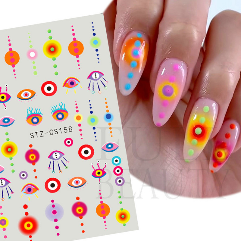 Magic Eyes Nael Kleebised Mystic Witch Värvilised silmad Gooti disain Liugurid Maniküür Isekleepuv kaunistus Aplikatsioon NTSTZ-CS157