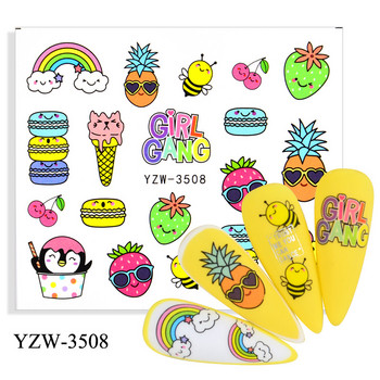 Anime Avocado Fruit Transfer Nail Stickers Charms Summer Water Sticker For Nails Sliders Character Image Tattoo Decal Decal