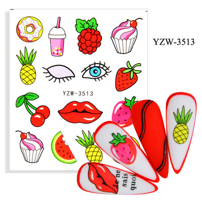 Anime Avocado Fruit Transfer Körömmatricák Bűbájok Nyári Víz matrica Körömhöz Csúsztatók Karakter kép Tetoválás Matrica Dekoráció