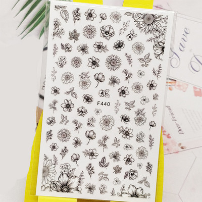 Τρισδιάστατα αυτοκόλλητα νυχιών Αυτοκόλλητα αυτοκόλλητα με σχέδιο για νύχια Παιώνια χαριτωμένα αυτοκόλλητα πεταλούδας για μανικιούρ Διακόσμηση νυχιών