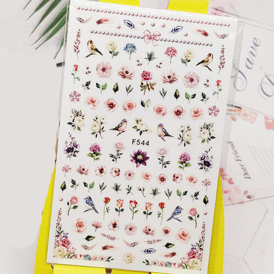 Τρισδιάστατα αυτοκόλλητα νυχιών Αυτοκόλλητα αυτοκόλλητα με σχέδιο για νύχια Παιώνια χαριτωμένα αυτοκόλλητα πεταλούδας για μανικιούρ Διακόσμηση νυχιών