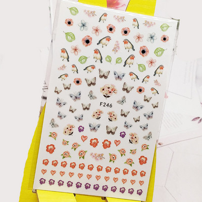 Τρισδιάστατα αυτοκόλλητα νυχιών Αυτοκόλλητα αυτοκόλλητα με σχέδιο για νύχια Παιώνια χαριτωμένα αυτοκόλλητα πεταλούδας για μανικιούρ Διακόσμηση νυχιών