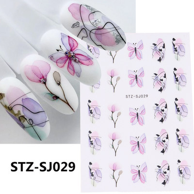 Μαύρο ασημί αστέρι 3D αυτοκόλλητο νυχιών Χρυσή καρδιά Αγγλικά γράμματα Εικόνα Αυτοκόλλητο συρόμενο φύλλο χειμερινού μανικιούρ Νυχιών Διακόσμηση NFCB