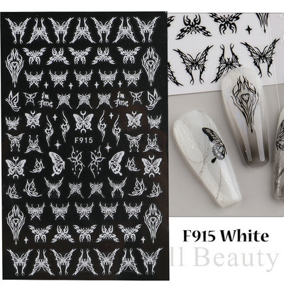 Μαύρο ασημί αστέρι 3D αυτοκόλλητο νυχιών Χρυσή καρδιά Αγγλικά γράμματα Εικόνα Αυτοκόλλητο συρόμενο φύλλο χειμερινού μανικιούρ Νυχιών Διακόσμηση NFCB